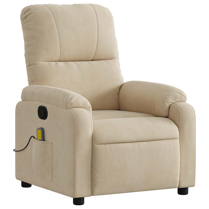 Massagefåtölj gräddvit mikrofibertyg
