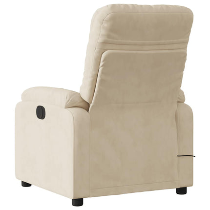 Massagefåtölj gräddvit mikrofibertyg