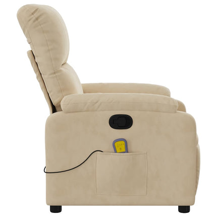 Massagefåtölj gräddvit mikrofibertyg