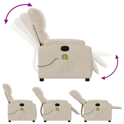 Massagefåtölj beige mikrofibertyg