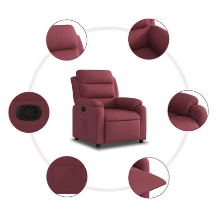 Reclinerfåtölj vinröd tyg