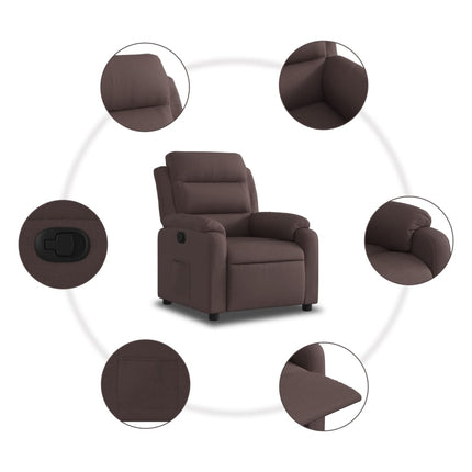 Reclinerfåtölj mörkbrun tyg