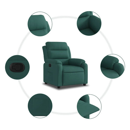 Reclinerfåtölj mörkgrön tyg