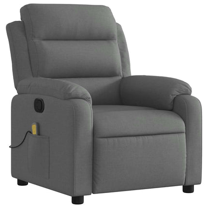 Massagefåtölj mörkgrå tyg