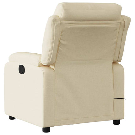 Massagefåtölj gräddvit tyg
