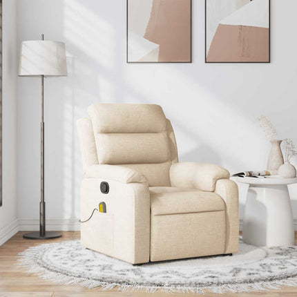 Massagefåtölj gräddvit tyg