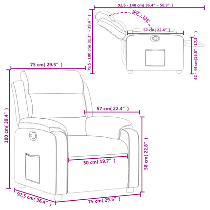 Reclinerfåtölj brun konstläder