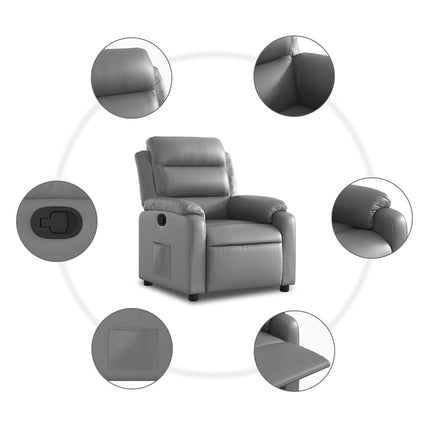 Reclinerfåtölj grå konstläder