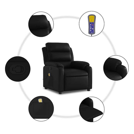 Massagefåtölj svart konstläder