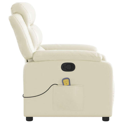 Massagefåtölj gräddvit konstläder