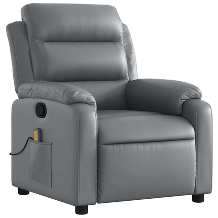 Massagefåtölj grå konstläder