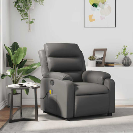 Massagefåtölj grå konstläder