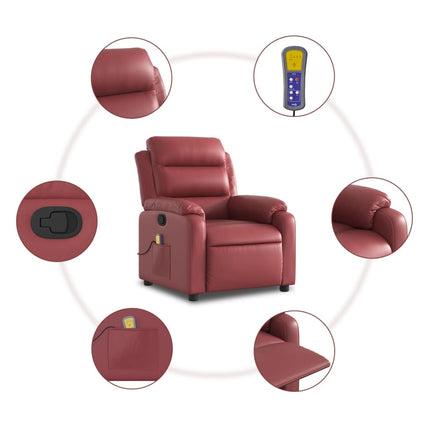Massagefåtölj vinröd konstläder