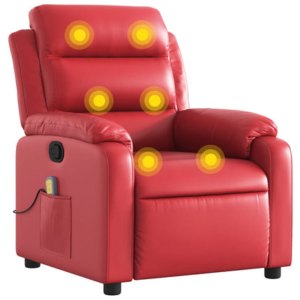 Massagefåtölj röd konstläder