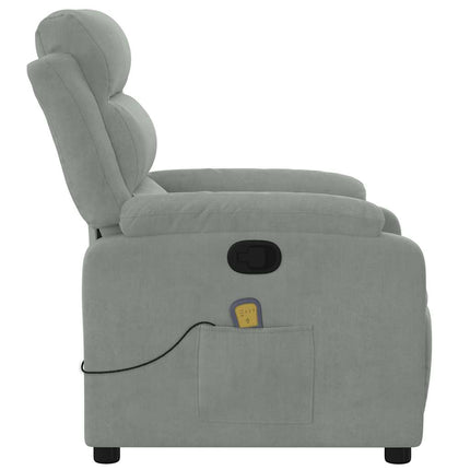 Massagefåtölj ljusgrå sammet