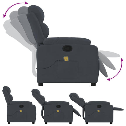 Massagefåtölj mörkgrå sammet