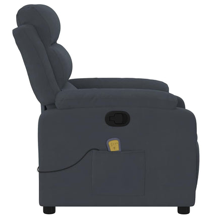 Massagefåtölj mörkgrå sammet