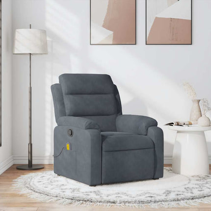 Massagefåtölj mörkgrå sammet