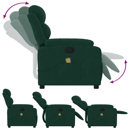 Massagefåtölj mörkgrön sammet