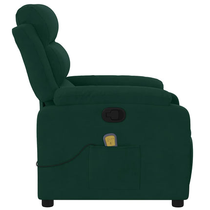 Massagefåtölj mörkgrön sammet