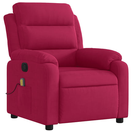 Massagefåtölj vinröd sammet