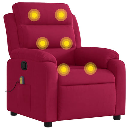 Massagefåtölj vinröd sammet
