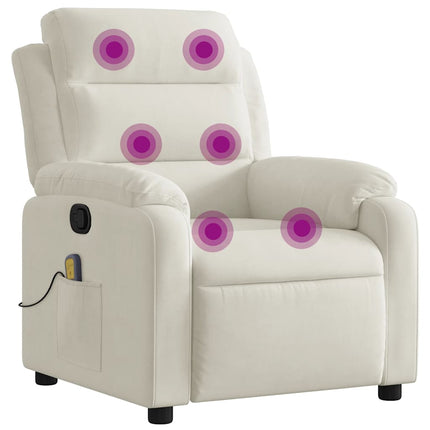 Massagefåtölj gräddvit sammet