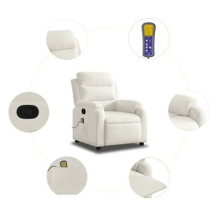 Massagefåtölj gräddvit sammet