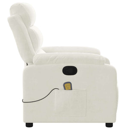 Massagefåtölj gräddvit sammet