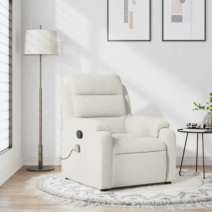 Massagefåtölj gräddvit sammet