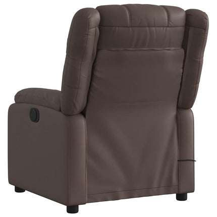 Massagefåtölj brun konstläder