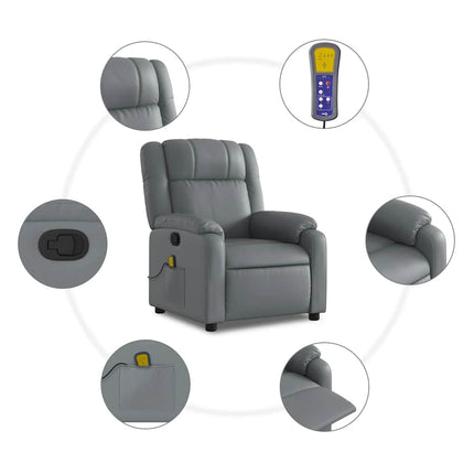 Massagefåtölj grå konstläder
