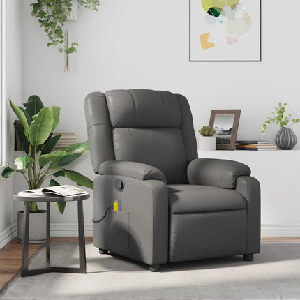 Massagefåtölj grå konstläder