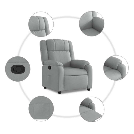 Reclinerfåtölj ljusgrå tyg