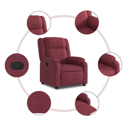 Reclinerfåtölj vinröd tyg