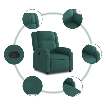 Reclinerfåtölj mörkgrön tyg