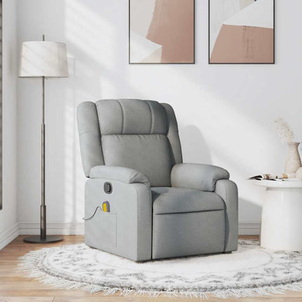 Massagefåtölj ljusgrå tyg