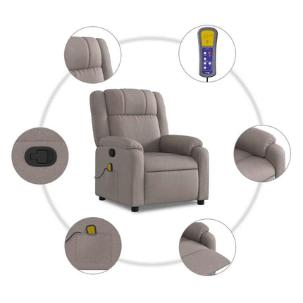 Massagefåtölj taupe tyg