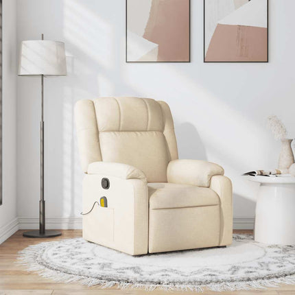 Massagefåtölj gräddvit tyg