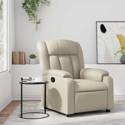 Reclinerfåtölj gräddvit konstläder