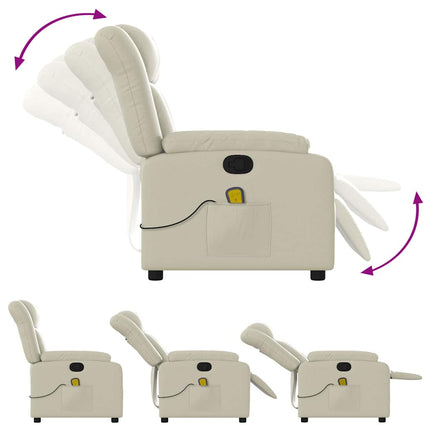 Massagefåtölj gräddvit konstläder