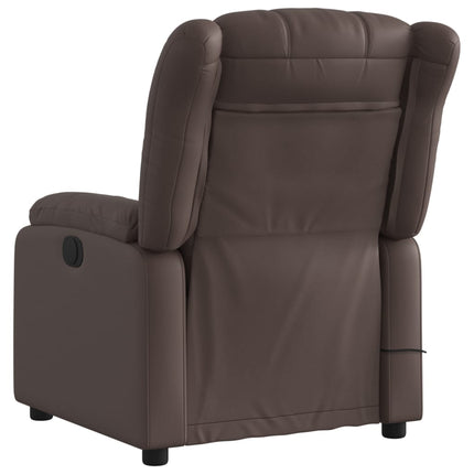 Massagefåtölj brun konstläder