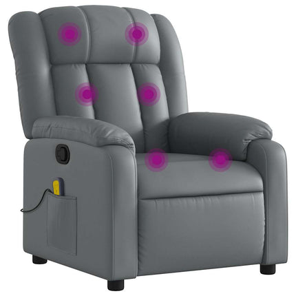 Massagefåtölj grå konstläder