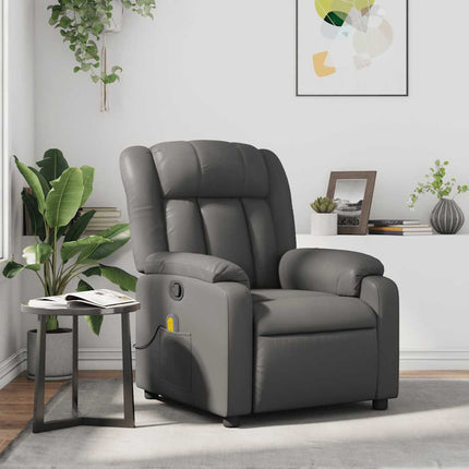 Massagefåtölj grå konstläder