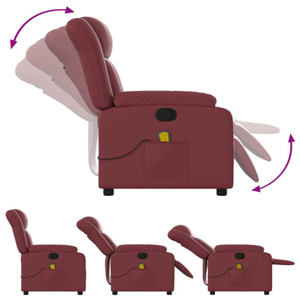 Massagefåtölj vinröd konstläder