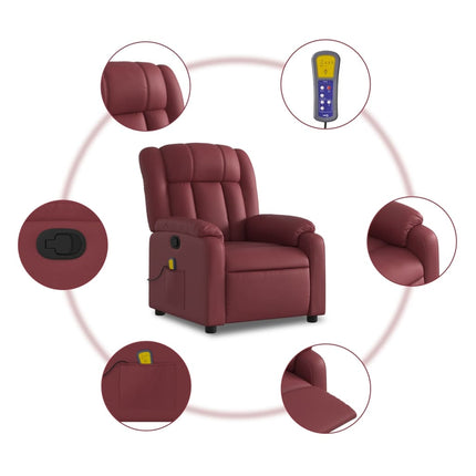 Massagefåtölj vinröd konstläder