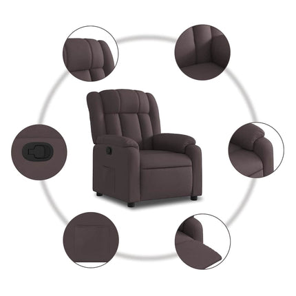 Reclinerfåtölj mörkbrun tyg