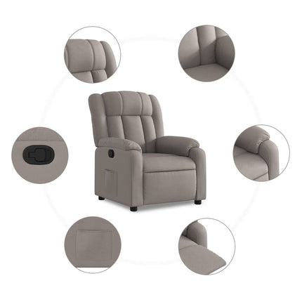 Reclinerfåtölj taupe tyg