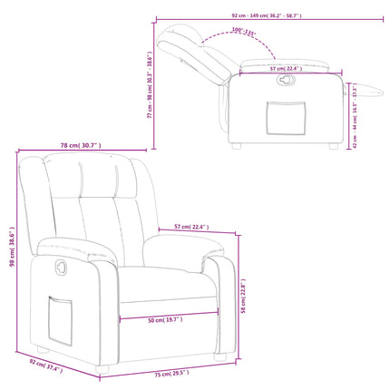 Reclinerfåtölj taupe tyg
