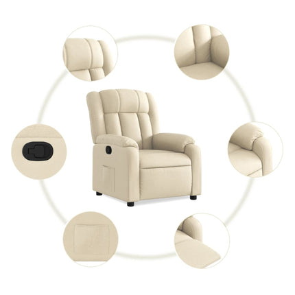 Reclinerfåtölj gräddvit tyg